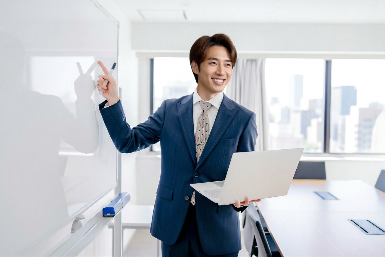 まとめを説明する会社員