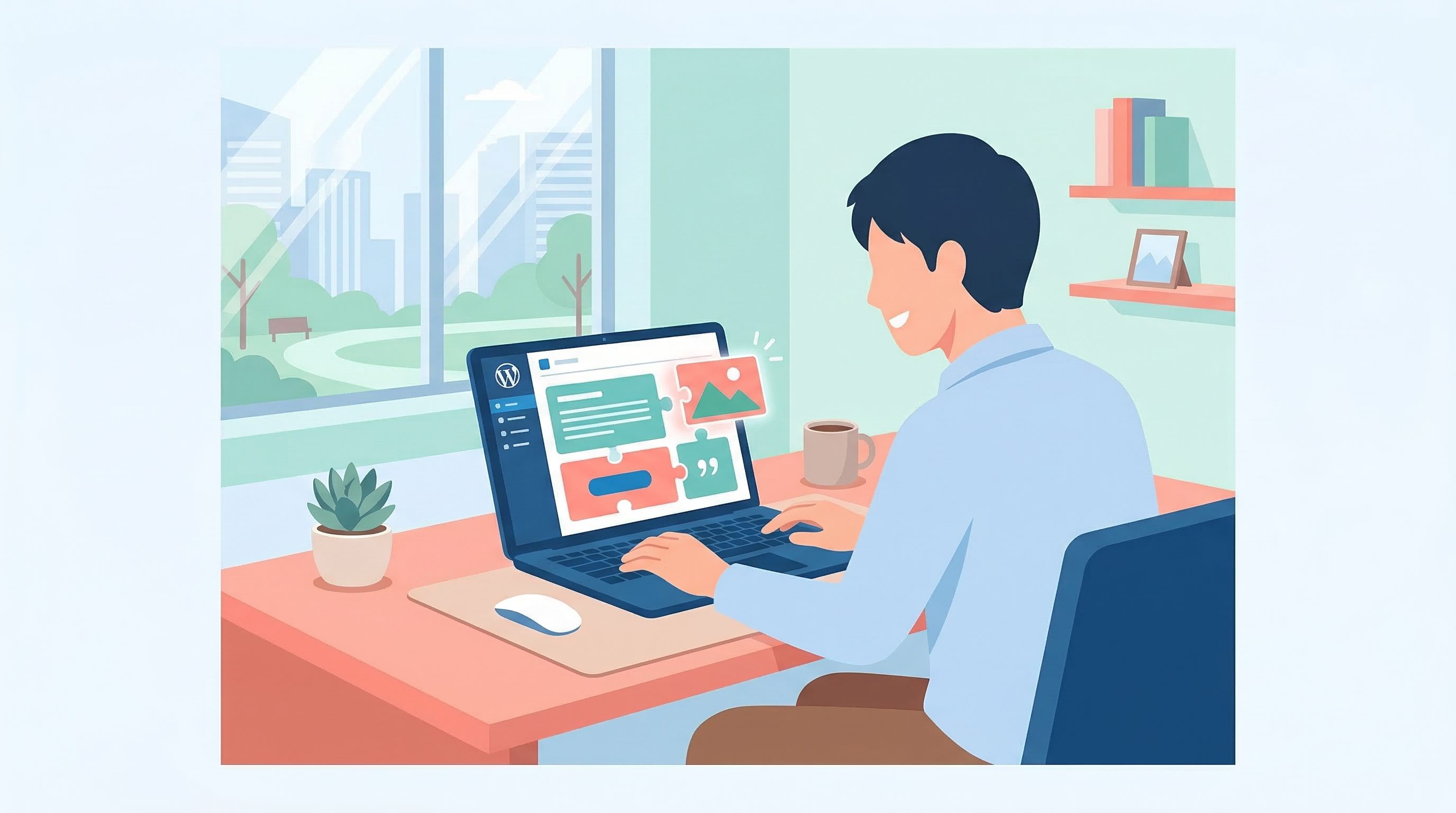 ブロックエディターでブログを編集するイラスト