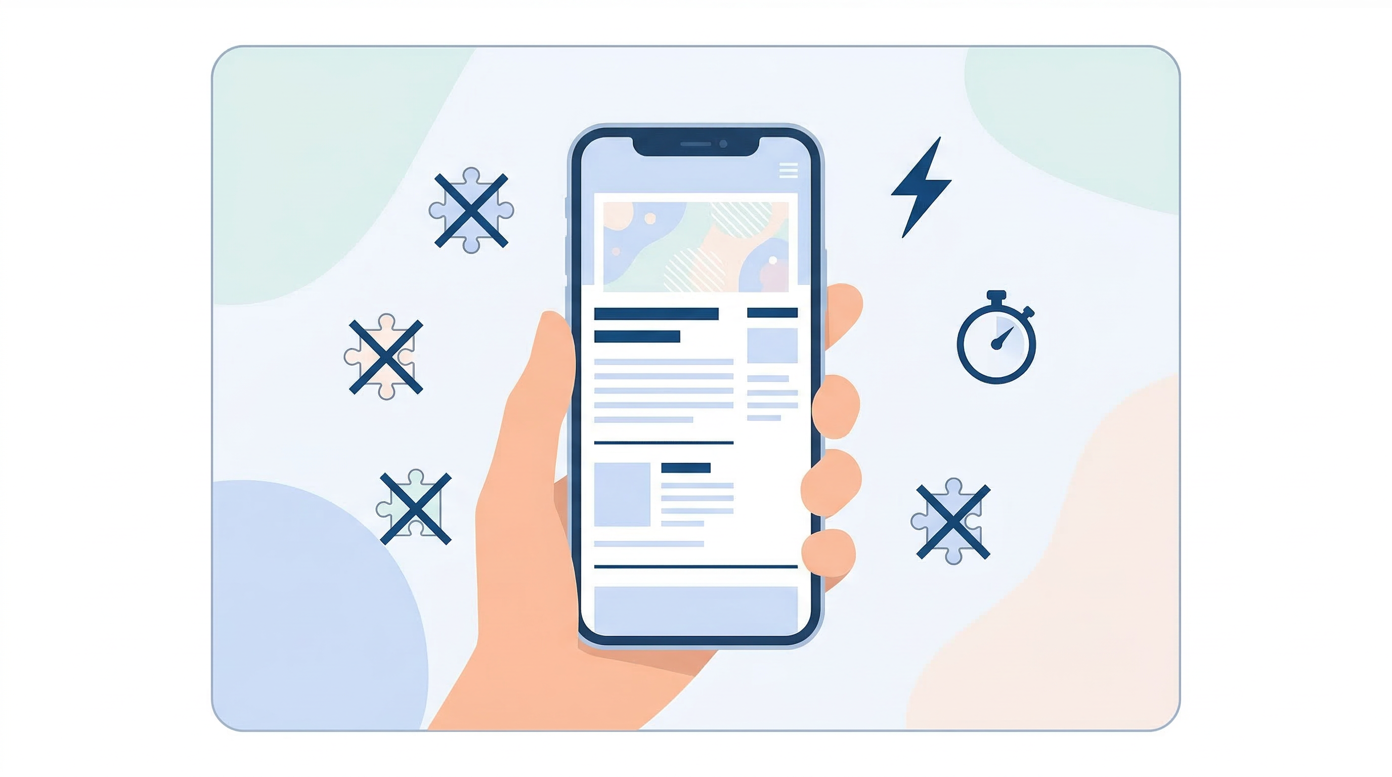 スマホ表示とプラグイン削減のイラスト