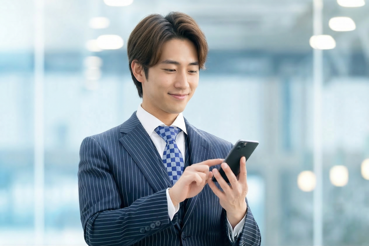 man smartphone office