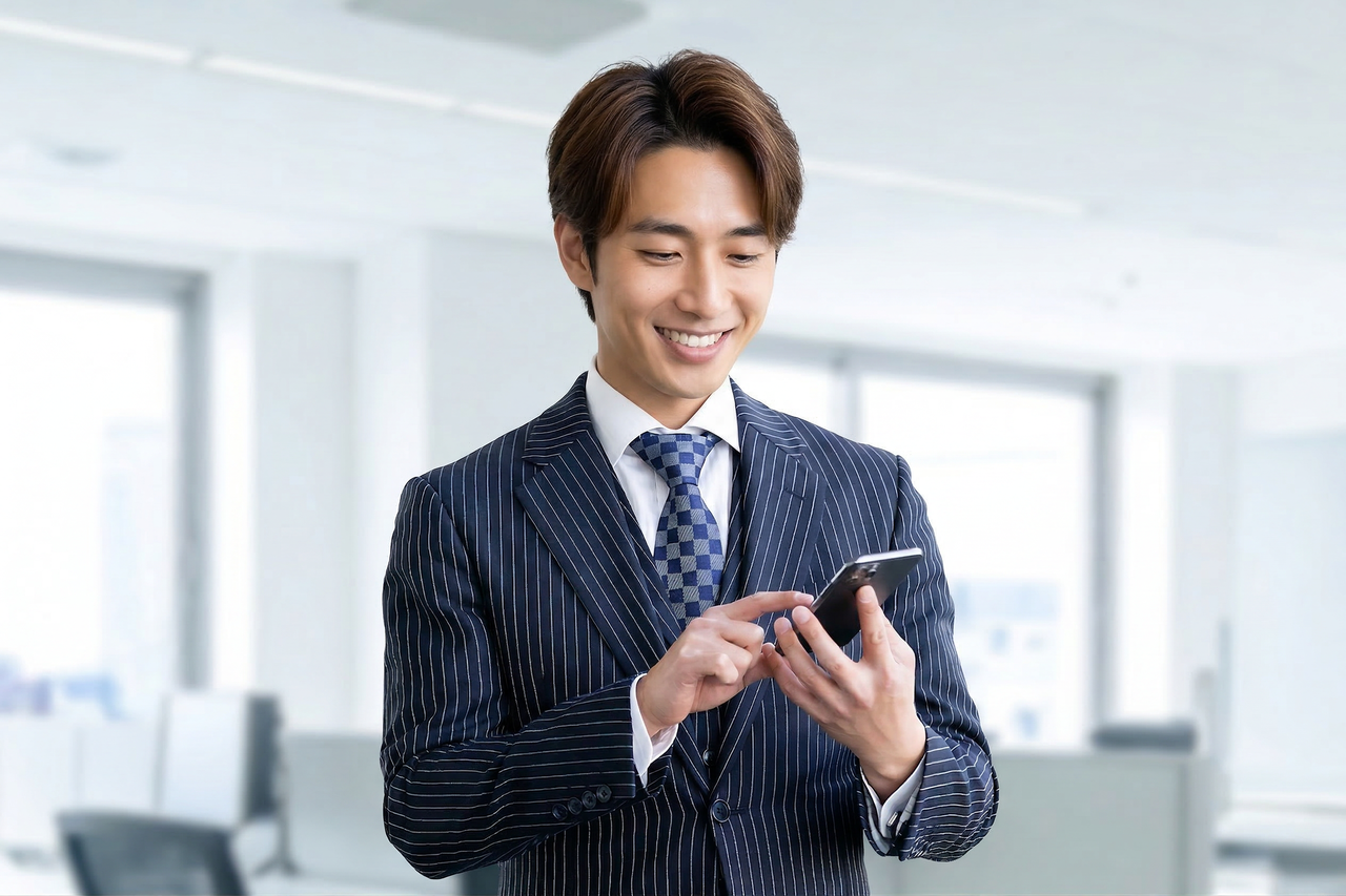 CFD銘柄を確認する会社員