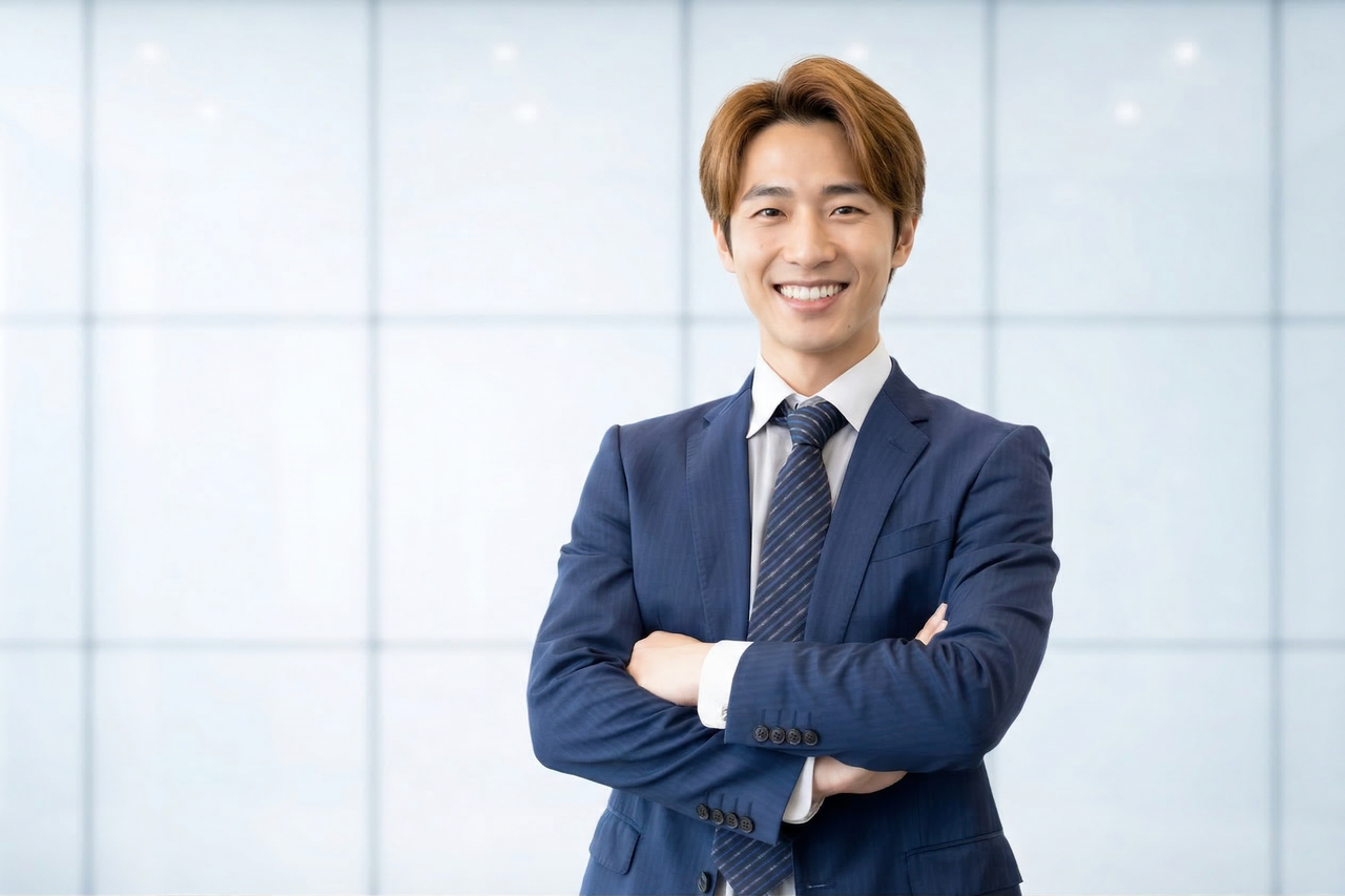 腕を組む自信のある会社員