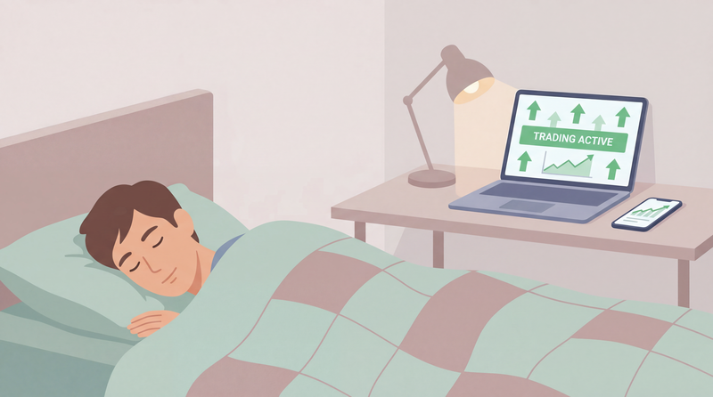 寝ている間にノートPCが自動売買を実行している様子