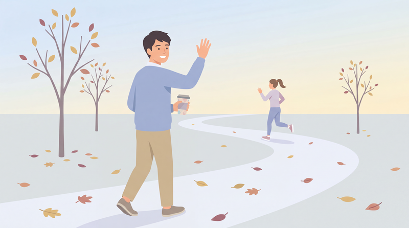 公園を散歩する男性